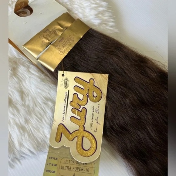 Kinky Straight Wavy 16 In 100% Human hair Extensions Medium dark brown #4 - Picture 2 of 5